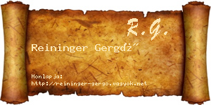 Reininger Gergő névjegykártya